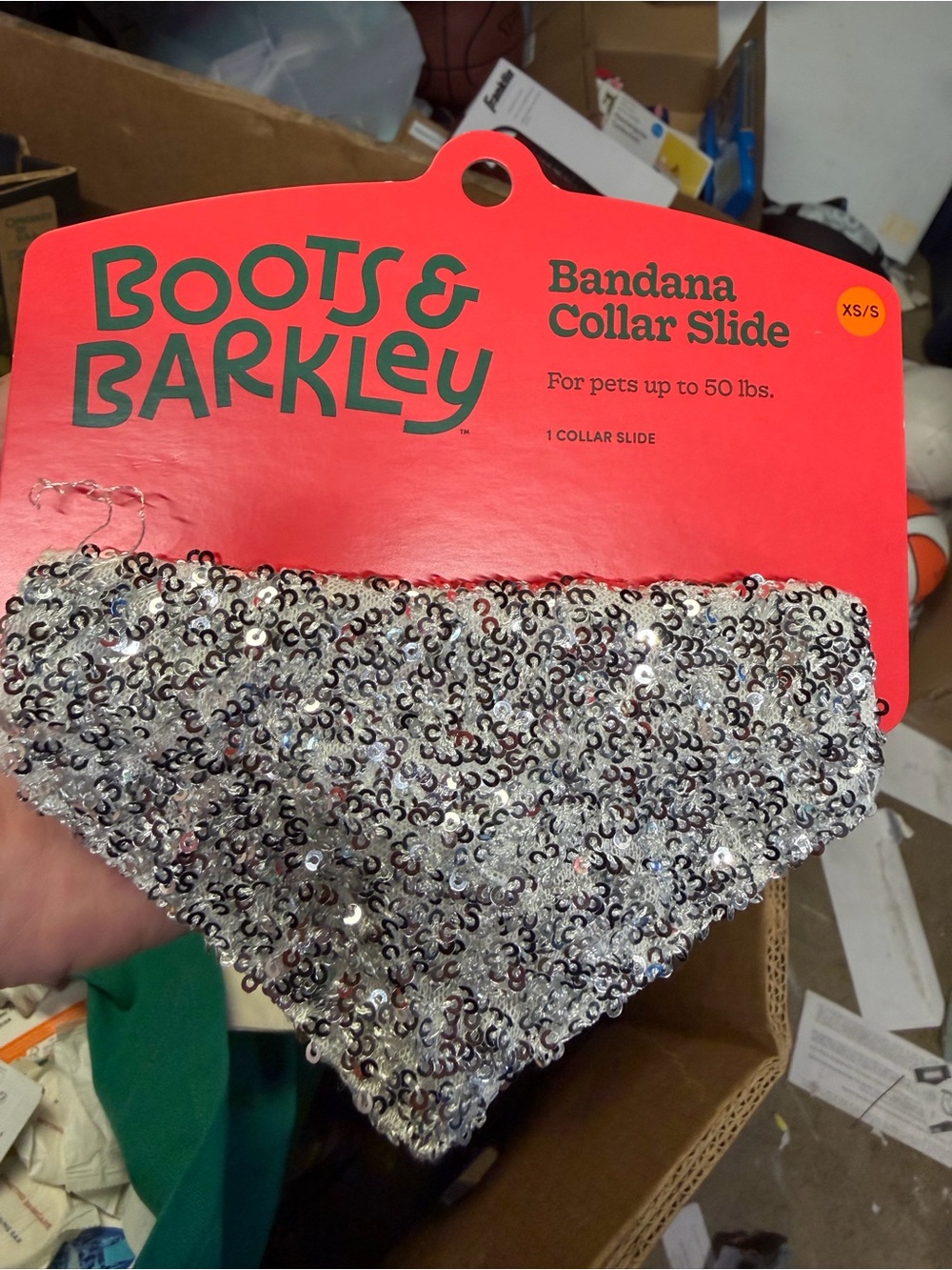 Boots & Barkley Silver Sequin Bandana Collar Slide